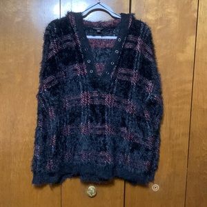 ROCK & REPUBLIC - FUZZY/ SWEATER HOODIE/ V NECK FRONT (XXL)